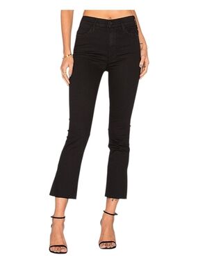 MOTHER Black High-Rise Cropped Flare Jeans
